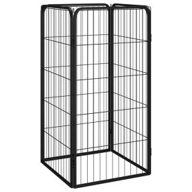 Dog Playpen 4 Panels Black 19.7"x39.4" Powder-coated Steel