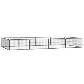 12-Panel Dog Playpen Black 39.4"x19.7" Powder-coated Steel