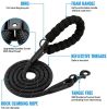 Rope Dog Leash, Heavy Duty Dog Leash with Comfortable Padded Handle and Highly Reflective Threads for Small Medium and Large Dogs, Black