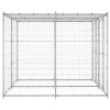 Outdoor Dog Kennel Galvanized Steel with Roof 52.1 ft²